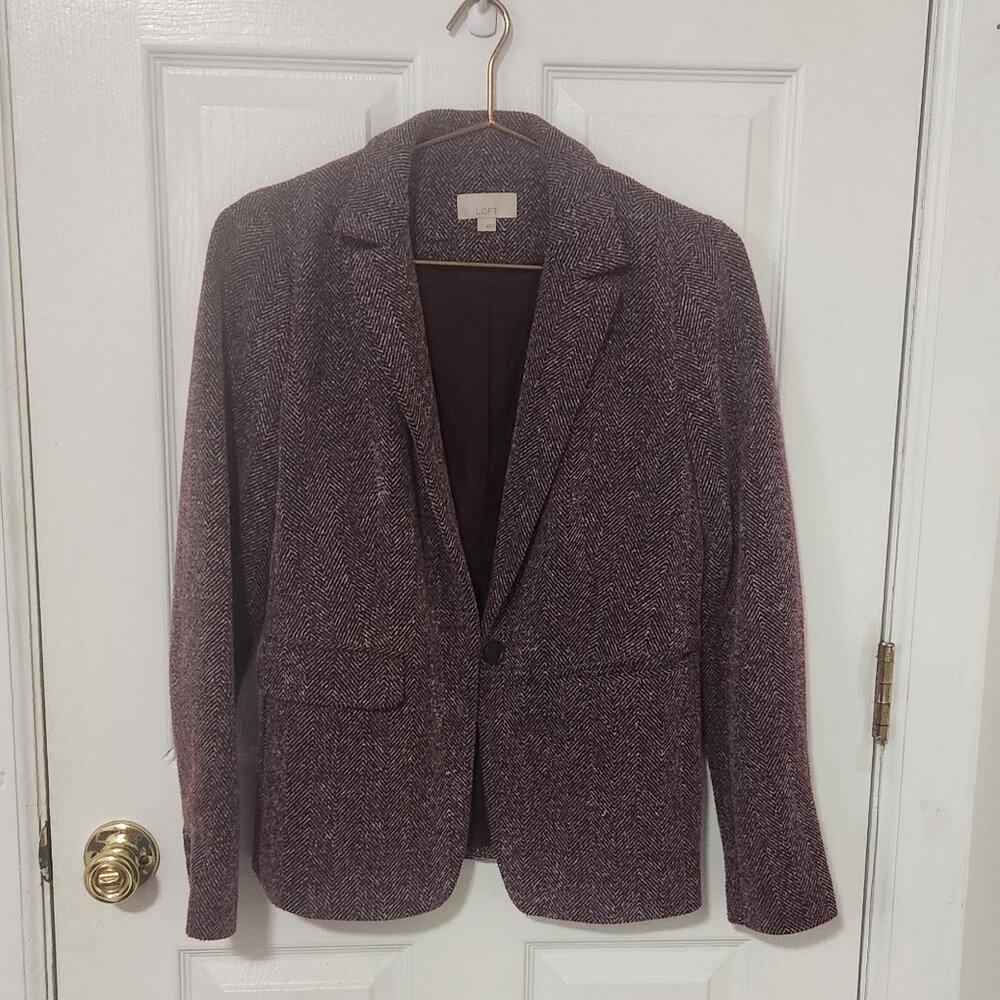 Purple loft herringbone blazer